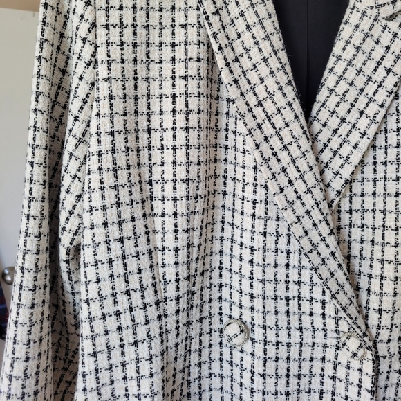 Dynamite xl cream black plaid tweed blazer romper - Picture 4 of 8